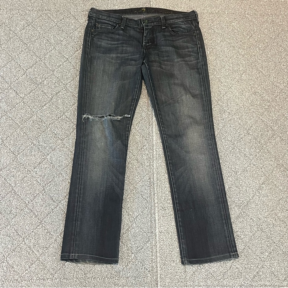 7 For All Mankind Straight Jeans Womens 30 Blue Standard Straight Leg Dark Wash